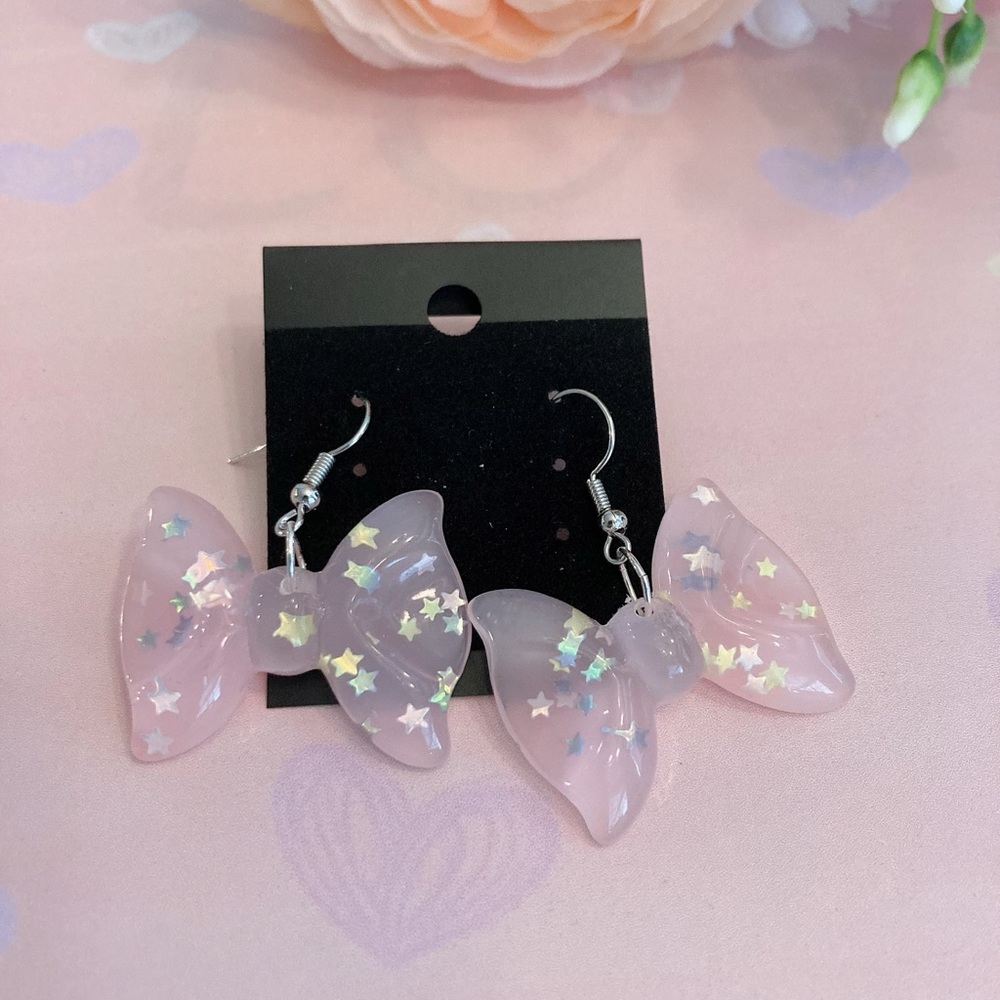 Pink bows earrings